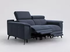 Canapé Fiero Maisons du Monde, 2 places droit fixe, coloris bleu marine