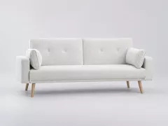 Canapé Elga Maisons du Monde, 3 places droit convertible, coloris bouclette blanc
