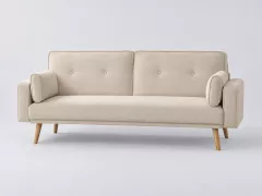 Canapé Elga Maisons du Monde, 3 places droit convertible, velours côtelé, coloris beige