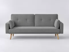 Canapé Elga Maisons du Monde, 3 places droit convertible, velours côtelé, coloris gris