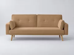 Canapé Elga Maisons du Monde, 3 places droit convertible, velours côtelé, coloris taupe