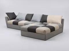 Canapé Romane Maisons du Monde, 5 places d'angle convertible, coloris gris clair