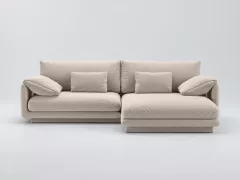 Canapé Torino Maisons du Monde, 4 places d'angle fixe, tissu structurel, coloris beige clair
