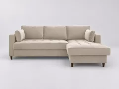 Canapé Anna Maisons du Monde, 4 places d'angle convertible, velours, coloris beige