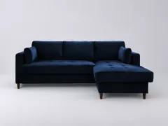 Canapé Anna Maisons du Monde, 4 places d'angle convertible, velours, coloris bleu nuit