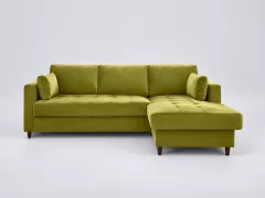 Canapé Anna Maisons du Monde, 4 places d'angle convertible, velours, coloris vert olive