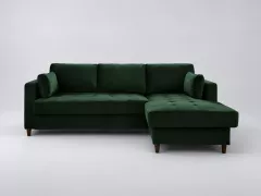 Canapé Anna Maisons du Monde, 4 places d'angle convertible, velours, coloris vert