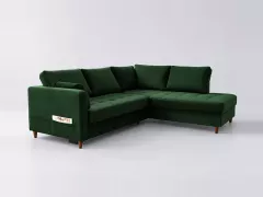 Canapé Anna Maisons du Monde, 5 places d'angle convertible, velours, coloris vert