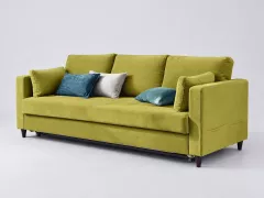 Canapé Anna Maisons du Monde, 3 places droit convertible, velours, coloris vert olive