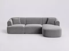 Canapé Campi Maisons du Monde, 4 places d'angle fixe, velours, coloris gris