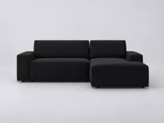 Canapé Jodie Maisons du Monde, 3 places d'angle fixe, velours, coloris noir