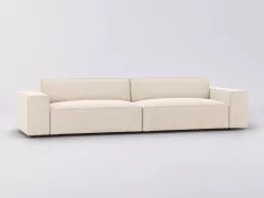 Canapé Jodie Maisons du Monde, 4 places droit fixe, velours, coloris beige clair