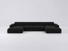 Canapé Jodie Maisons du Monde, 6 places panoramique fixe, tissu, coloris noir