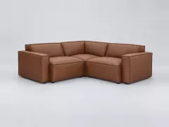 Canapé Split Miliboo, 3 places d'angle fixe, coloris cuir marron