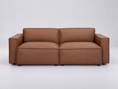 Canapé Split Miliboo, 3 places modulable fixe, coloris cuir marron