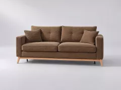 Canapé Brooke Maisons du Monde, 3 places droit fixe, velours côtelé, coloris vert kaki