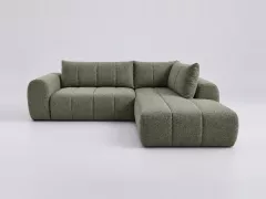 Canapé Nesty Bobochic, 3 places d'angle fixe en L, coloris vert clair