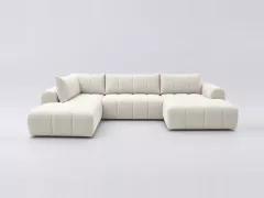Canapé Nesty Bobochic, 5 places panoramique fixe, coloris beige