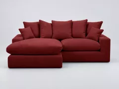 Canapé Nevada Bobochic, 3 places d'angle fixe compact, tissu lisse, coloris rouge