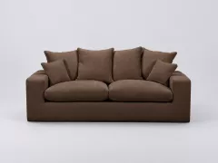 Canapé Nevada Bobochic, 2 places droit fixe, tissu chenille, coloris marron