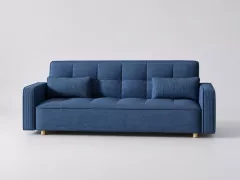 Canapé Copenhague Maisons du Monde, 3 places droit convertible, velours côtelé, coloris bleu
