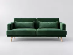 Canapé Elvis Maisons du Monde, 3 places droit convertible, velours, coloris vert