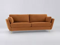 Canapé Topim La Redoute, 4 places droit convertible, velours, coloris tabac