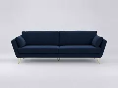Canapé Topim La Redoute, 4 places droit fixe, velours, coloris bleu nuit