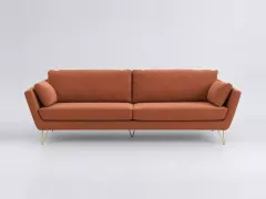 Canapé Topim La Redoute, 4 places droit fixe, velours, coloris tabac