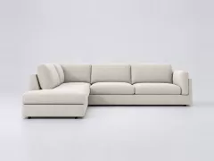 Canapé Cesar AMPM, d'angle convertible, velours, coloris blanc