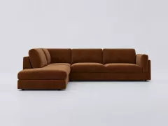 Canapé Cesar AMPM, d'angle convertible, velours, coloris ecureuil