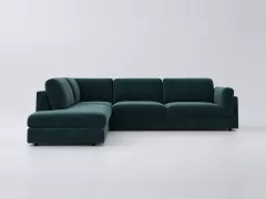 Canapé Cesar AMPM, d'angle convertible, velours, coloris vert sarcelle