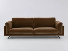Canapé Cesar AMPM, 4 places droit fixe, velours, coloris bronze