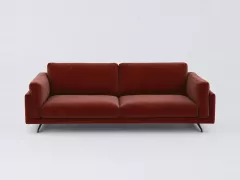 Canapé Cesar AMPM, 4 places droit fixe, velours, coloris grenat