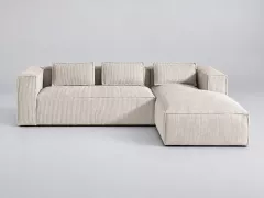 Canapé Stella Maisons du Monde, 4 places d'angle fixe, velours côtelé, coloris beige