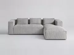 Canapé Stella Maisons du Monde, 4 places d'angle fixe, velours côtelé, coloris gris clair