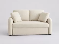Canapé Milano Maisons du Monde, 2 places droit fixe, bouclette, coloris cosy rond tissu bouclettes creme
