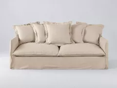 Canapé Barcelone Maisons du Monde, 3 places droit fixe, lin, coloris beige, effet lin