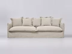 Canapé Barcelone Maisons du Monde, 5 places droit fixe, lin, coloris beige