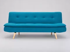 Canapé Senso Miliboo, 3 places droit convertible, coloris bleu canard