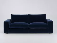 Canapé Skander La Redoute, 4 places droit fixe, velours, coloris bleu nuit