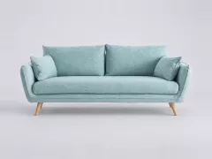 Canapé Creep Miliboo, 3 places droit fixe, coloris bleu glacier
