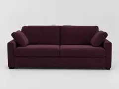 Canapé Timor La Redoute, 4 places droit convertible, velours, coloris prune