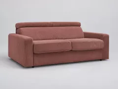 Canapé Monaco Bobochic, 3 places droit convertible express couchage 140x190, velours côtelé, coloris rose