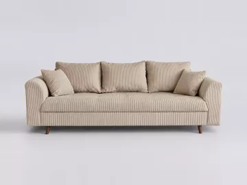 Canapé Rune Maisons du Monde, 3 places droit fixe, velours côtelé, coloris beige