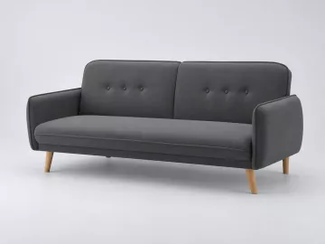 Canapé Nora Maisons du Monde, 3 places droit convertible, tissu, coloris gris fonce