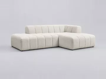 Canapé Annecy Bobochic, 3 places d'angle fixe modulable, bouclette, coloris blanc