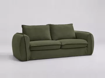 Canapé Archimede Bobochic, 3 places droit convertible express couchage 140x194, coloris vert