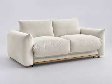 Canapé Ernest Bobochic, 3 places droit convertible express couchage 140x190, tissu, coloris beige
