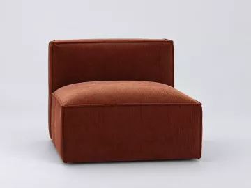Canapé Seven La Redoute, 1 place modulable fixe, velours côtelé, coloris terracotta